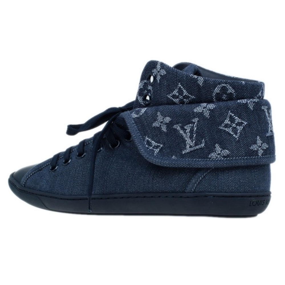 Louis Vuitton Women's Brea High Top Denim Blue Sneakers - 37.5 - Picture 3 of 6